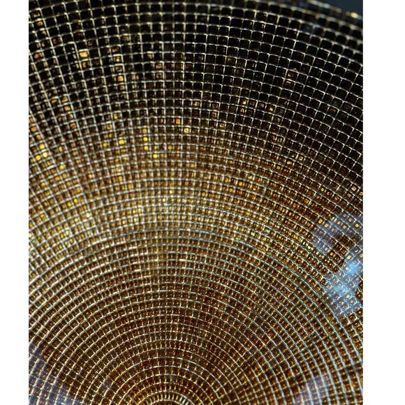 Bronze Gold Art Glass Design Large Centerpiece Scalloped Edge Bowl-16" Diameter! - Picture 6 of 10